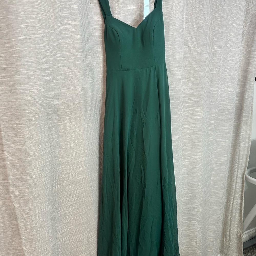 Azazie Dark Green Maxi Bridesmaid Dress